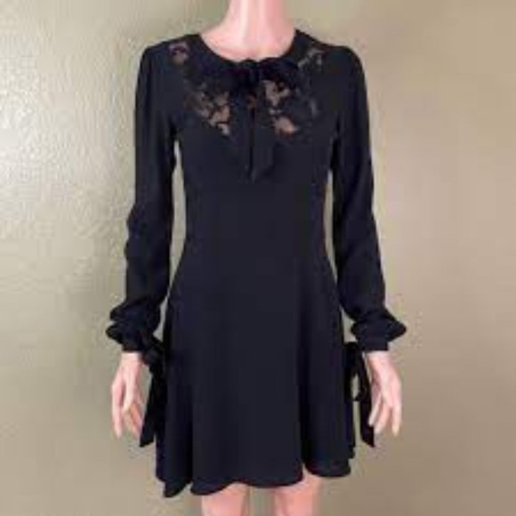 For Love and Lemons Ellery Black Dress with Lace Inset Size Small NWOT - Picture 4 of 4
